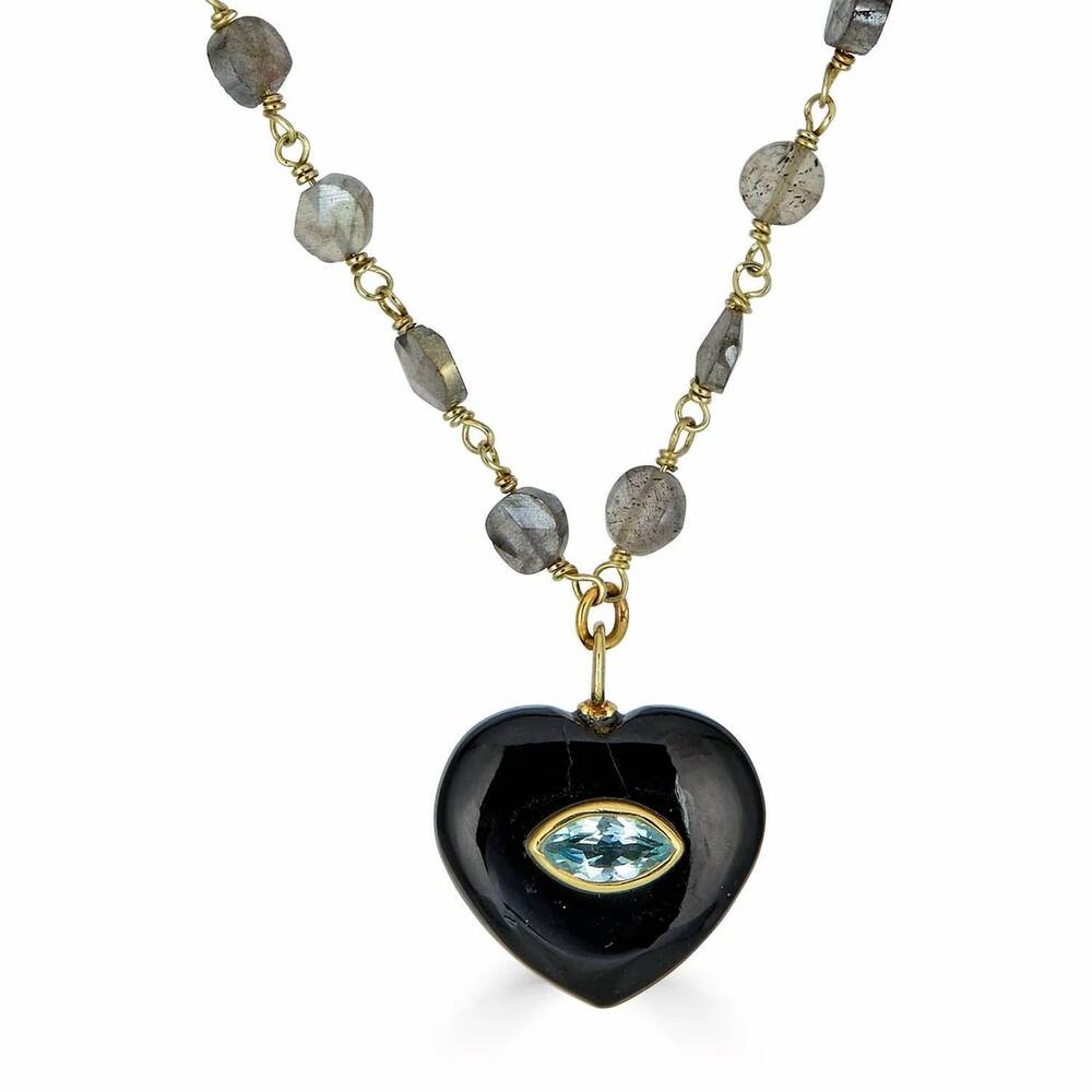 NEW RACHEL REINHARDT women's heart pendant necklace in black